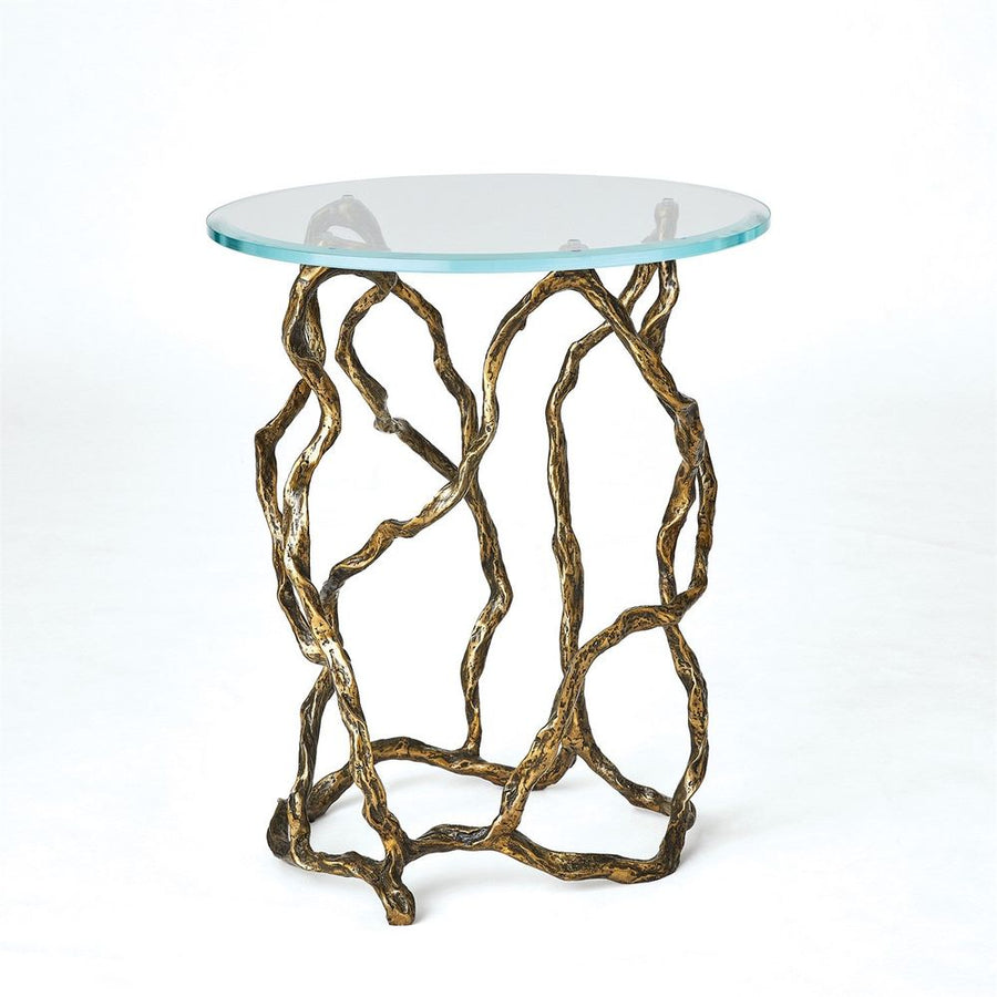 Side Tables Twistwood Accent Table-Antique Brass