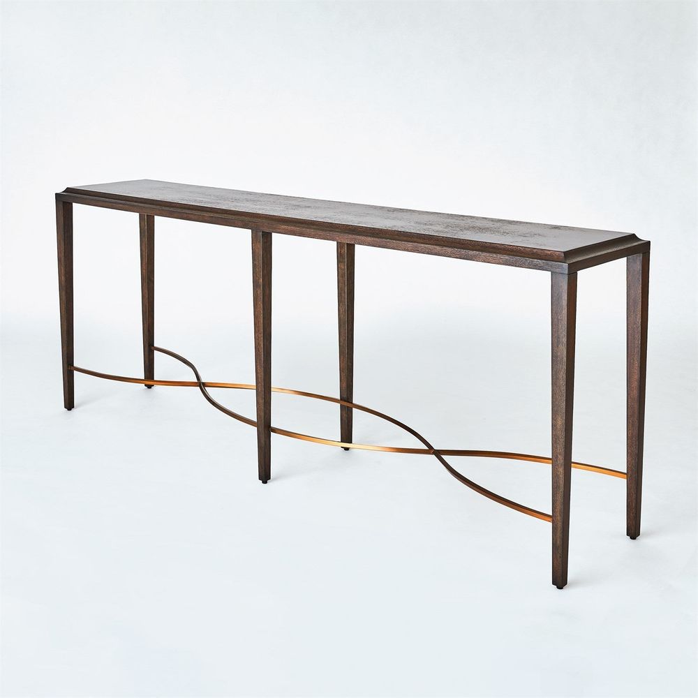 Console Tables Twisted Rail Console-Okume/Brass