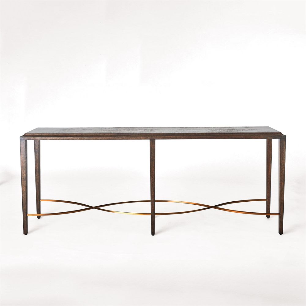 Console Tables Twisted Rail Console-Okume/Brass