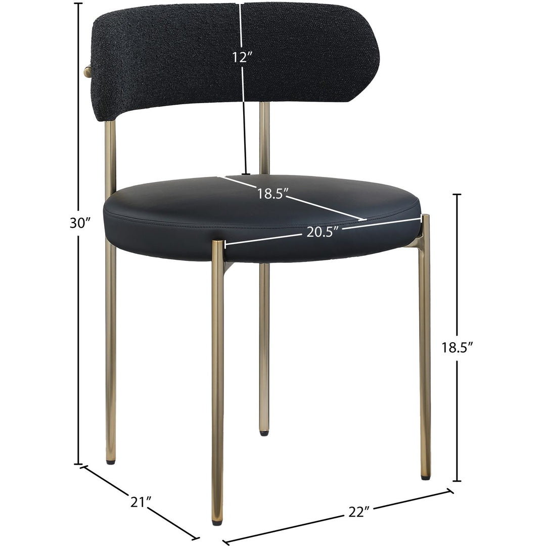 Beacon Vegan Leather And Boucle Fabric Upholstered Dining Chair — Black / Brushed Brass