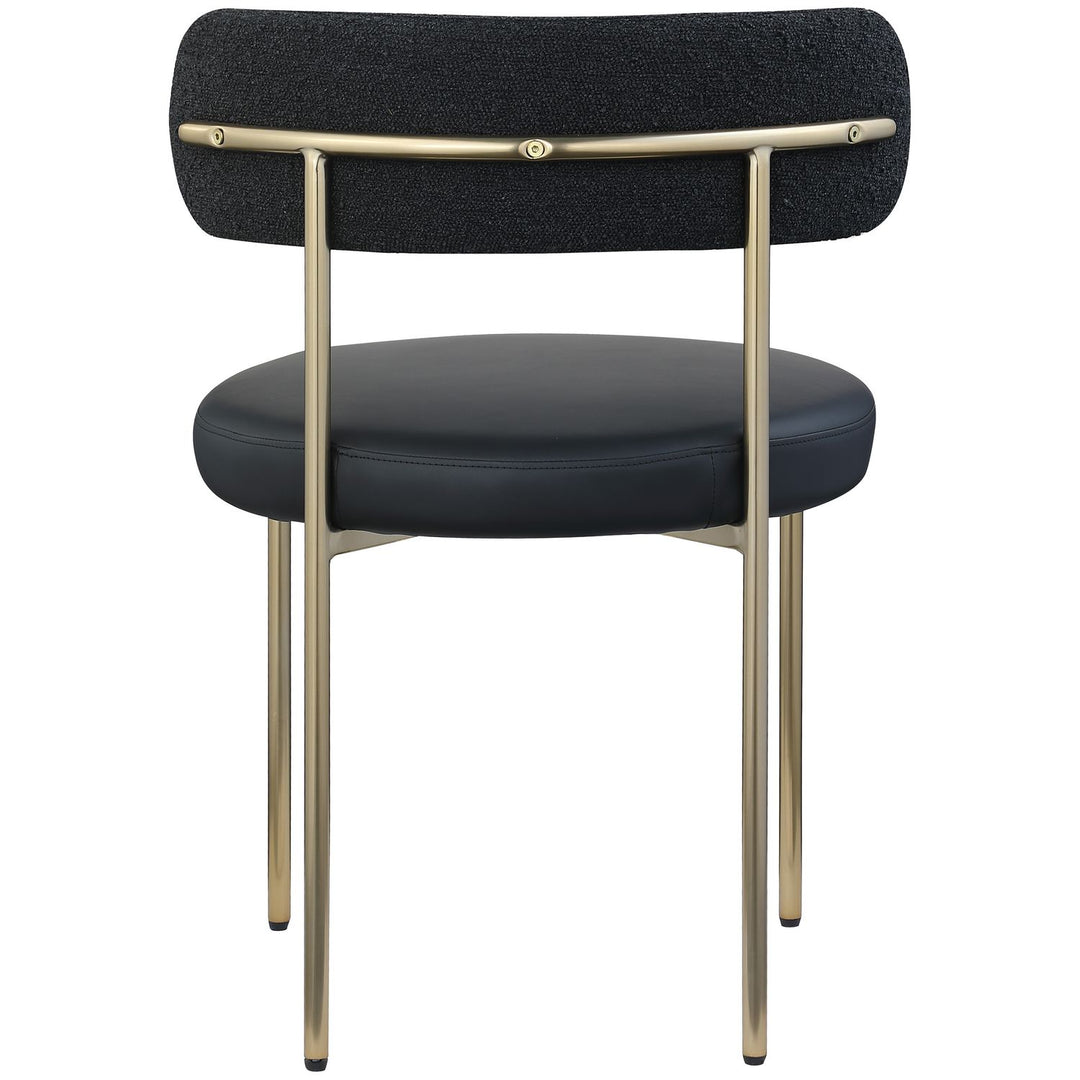 Beacon Vegan Leather And Boucle Fabric Upholstered Dining Chair — Black / Brushed Brass