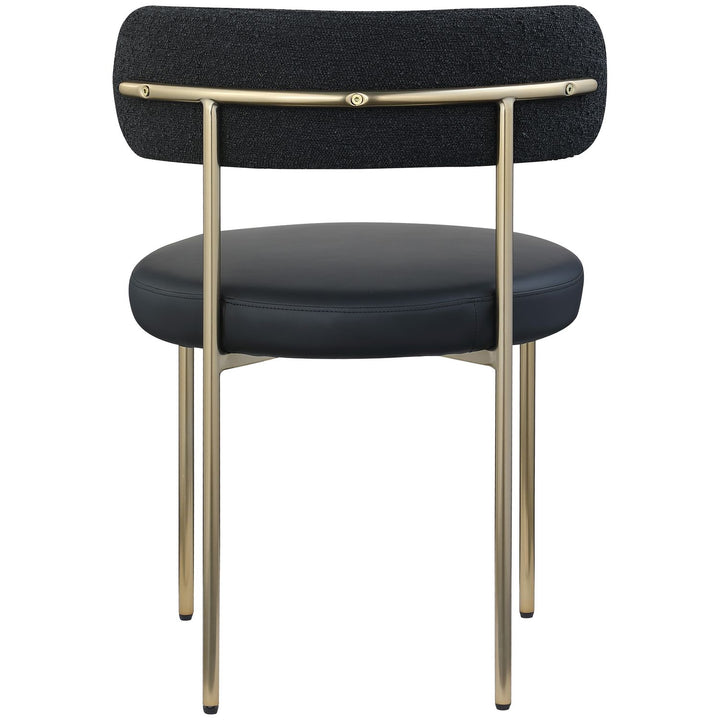 Beacon Vegan Leather And Boucle Fabric Upholstered Dining Chair — Black / Brushed Brass