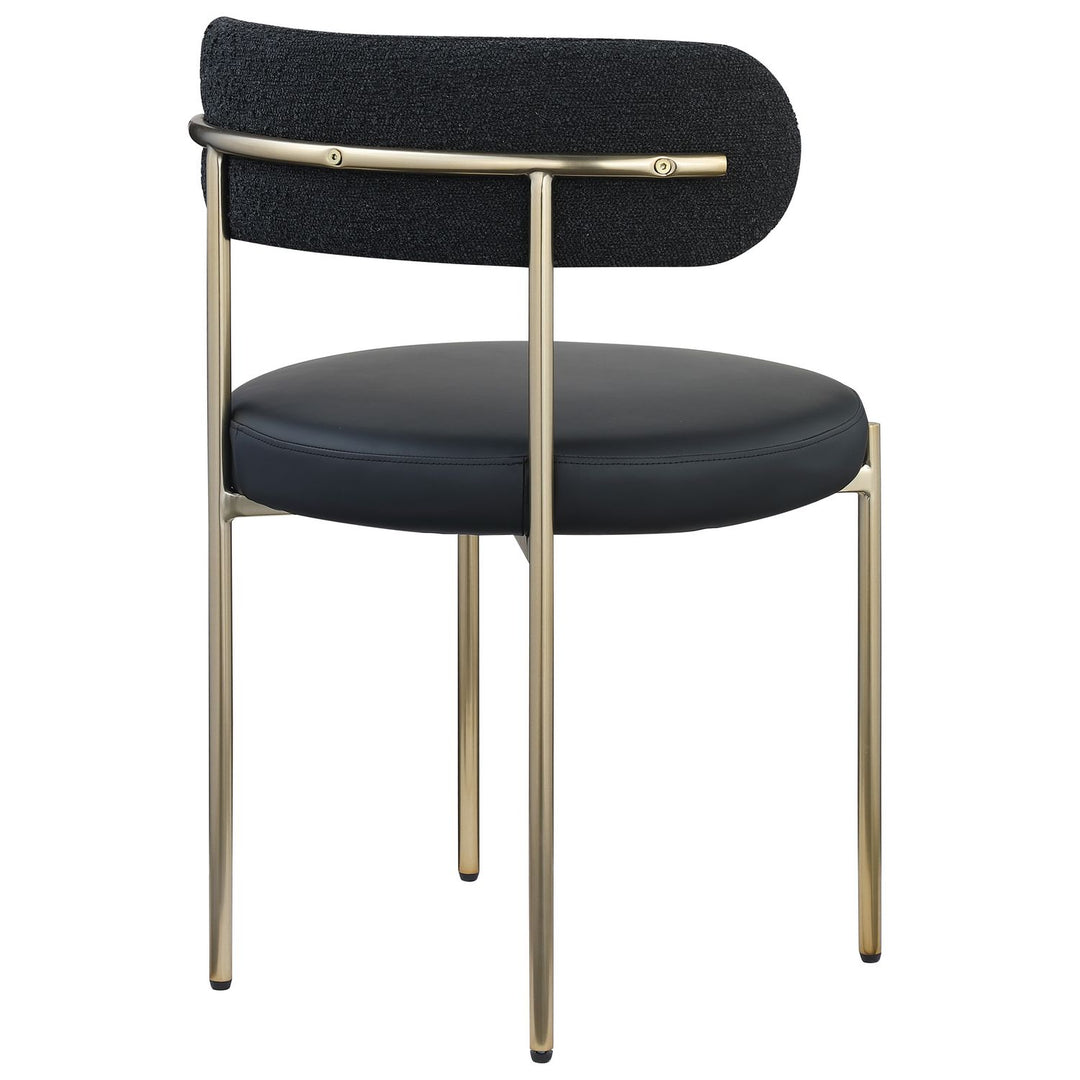 Beacon Vegan Leather And Boucle Fabric Upholstered Dining Chair — Black / Brushed Brass