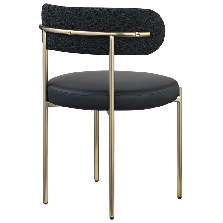 Beacon Vegan Leather And Boucle Fabric Upholstered Dining Chair — Black / Brushed Brass