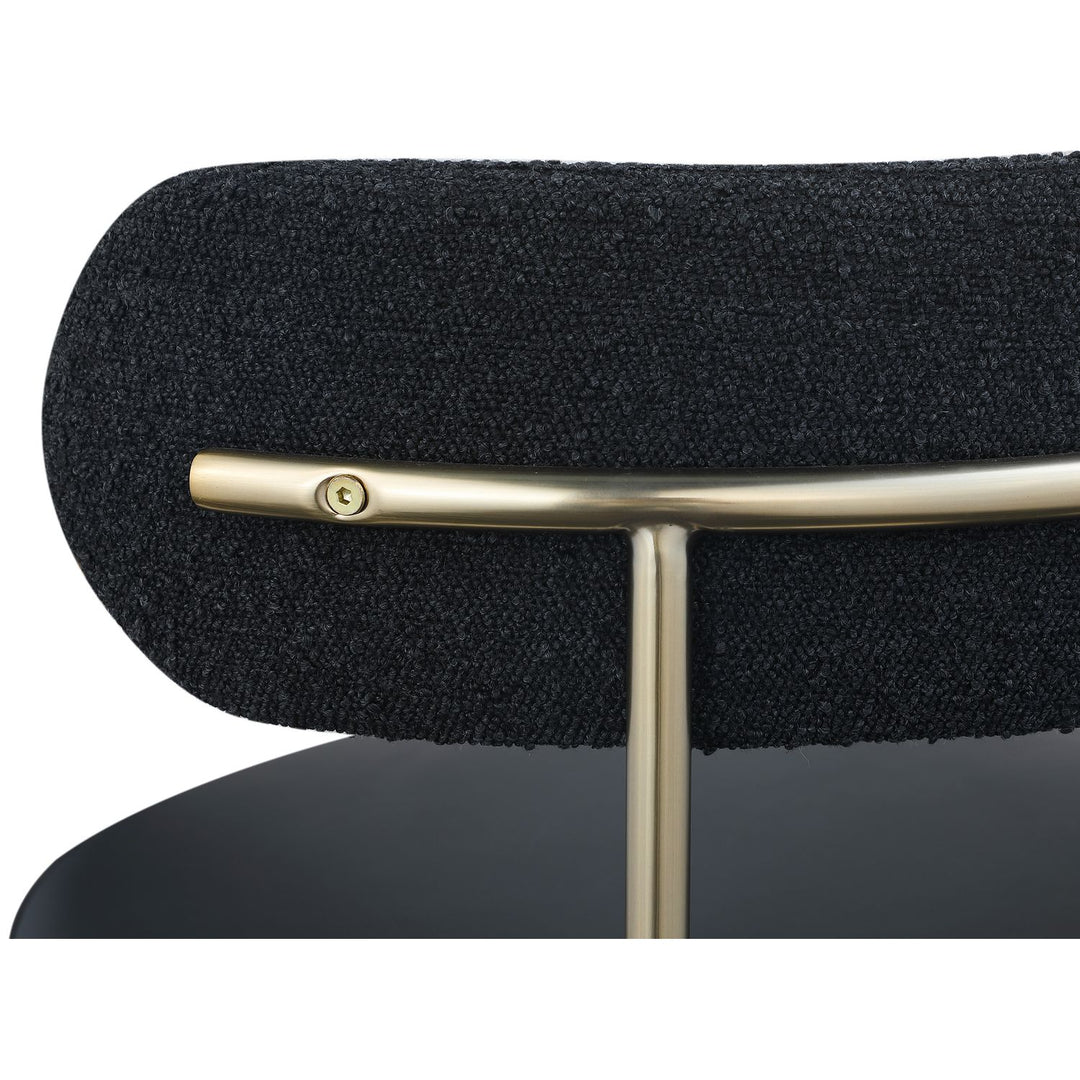 Beacon Vegan Leather And Boucle Fabric Upholstered Dining Chair — Black / Brushed Brass