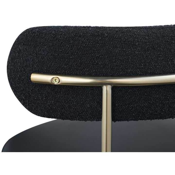 Beacon Vegan Leather And Boucle Fabric Upholstered Dining Chair — Black / Brushed Brass