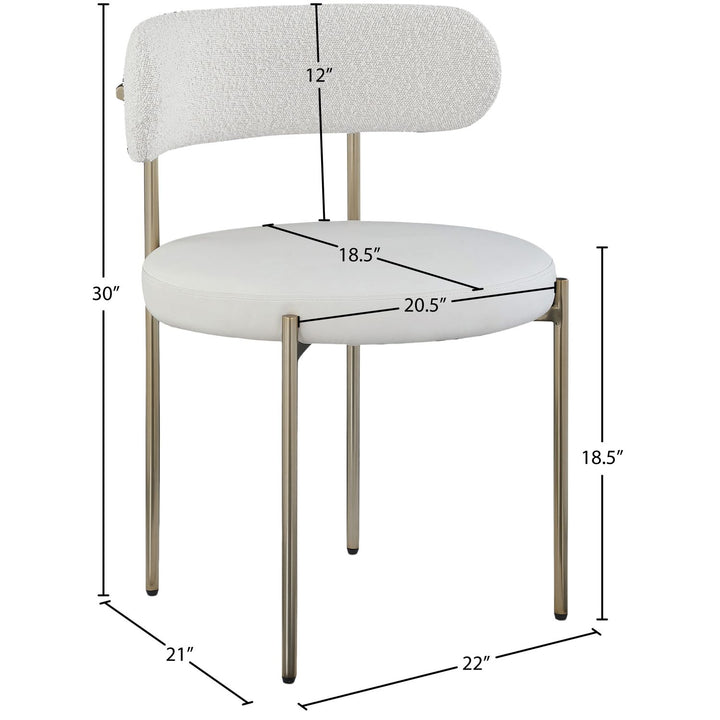 Beacon Vegan Leather And Boucle Fabric Upholstered Dining Chair — Cream / Brushed Brass