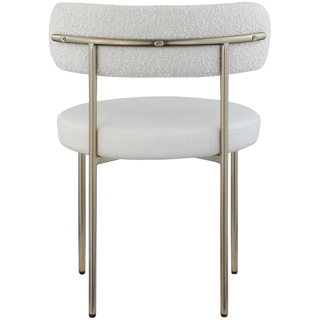 Beacon Vegan Leather And Boucle Fabric Upholstered Dining Chair — Cream / Brushed Brass