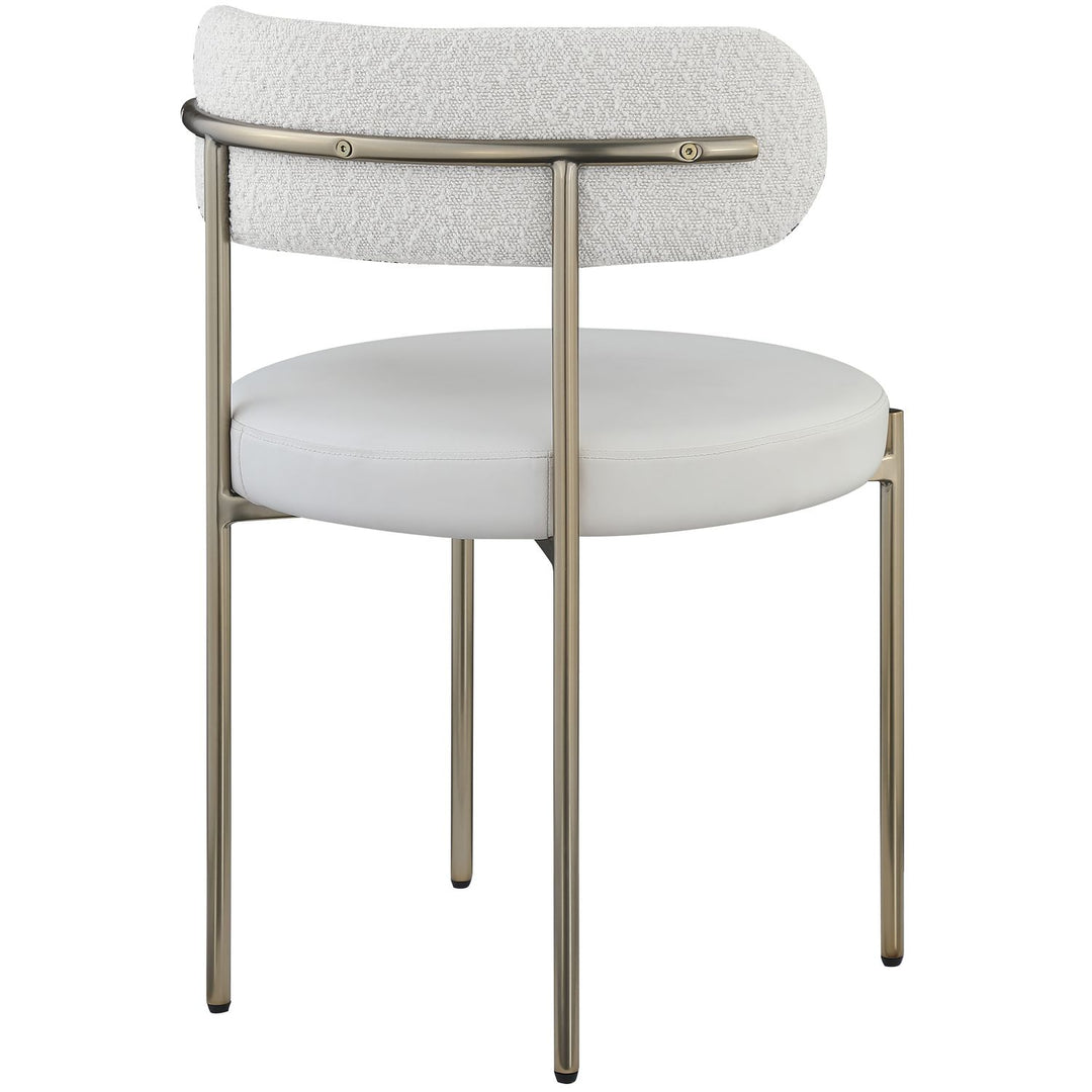 Beacon Vegan Leather And Boucle Fabric Upholstered Dining Chair — Cream / Brushed Brass