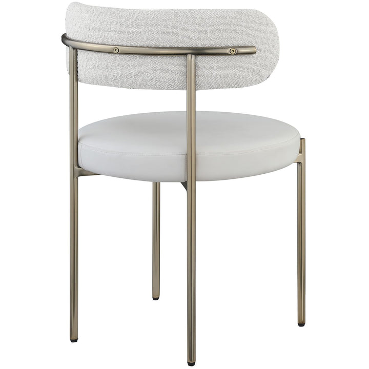 Beacon Vegan Leather And Boucle Fabric Upholstered Dining Chair — Cream / Brushed Brass