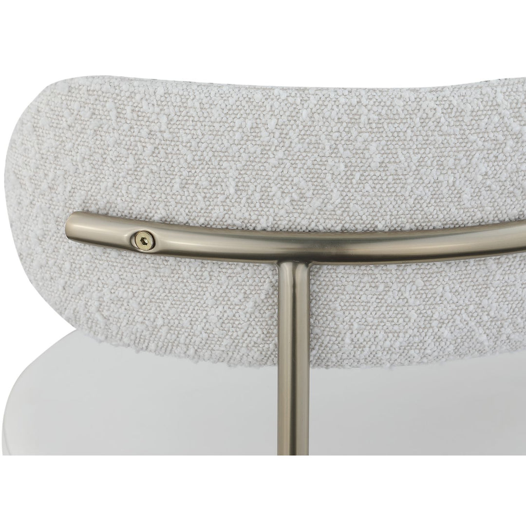 Beacon Vegan Leather And Boucle Fabric Upholstered Dining Chair — Cream / Brushed Brass