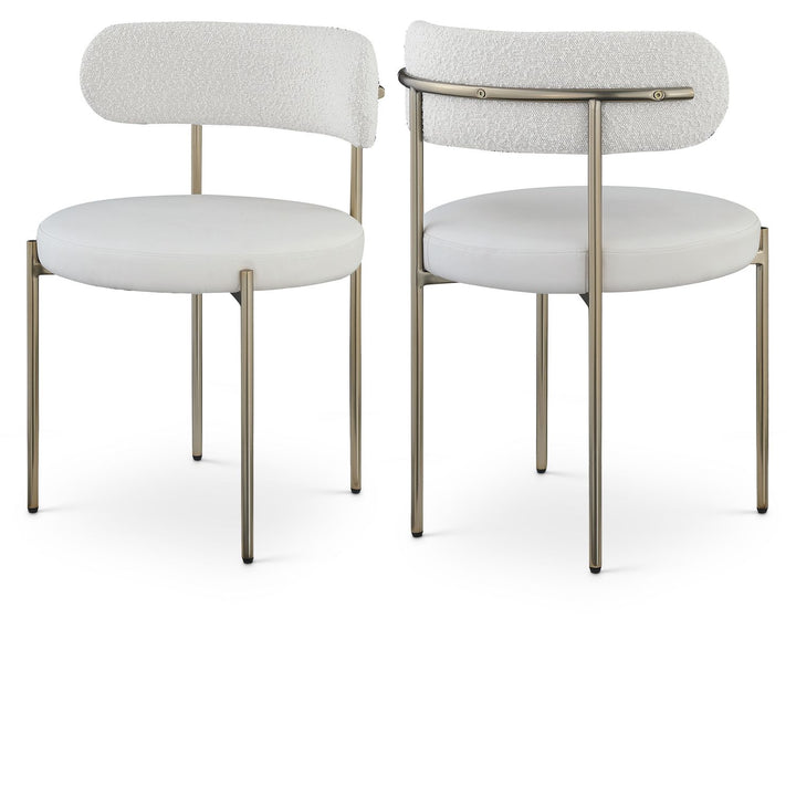 Beacon Cream Vegan Leather And Boucle Fabric Upholstered Dining Chair