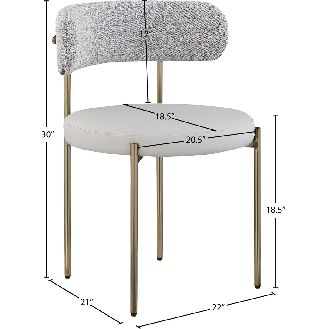 Beacon Vegan Leather And Boucle Fabric Upholstered Dining Chair — Taupe / Brushed Brass