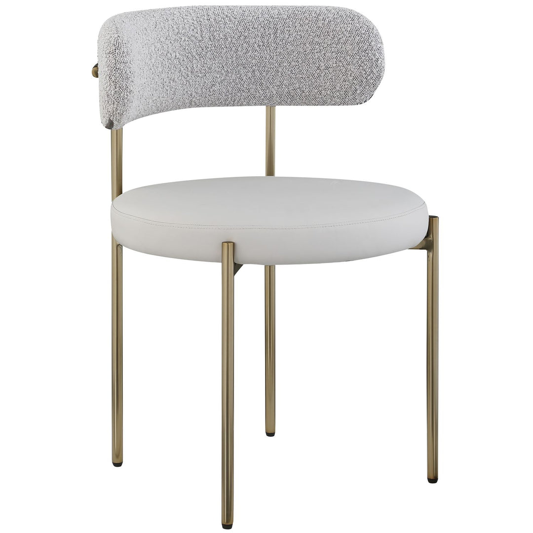 Beacon Vegan Leather And Boucle Fabric Upholstered Dining Chair — Taupe / Brushed Brass