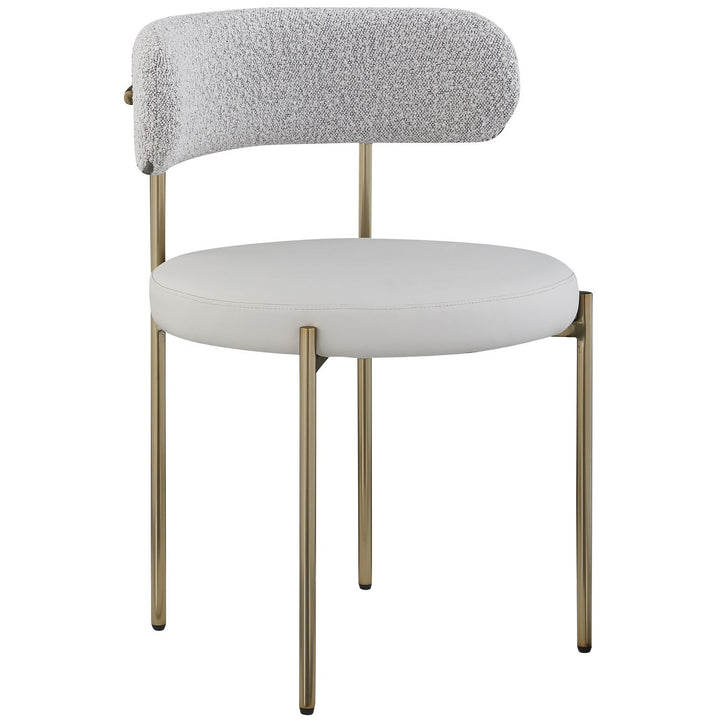 Beacon Vegan Leather And Boucle Fabric Upholstered Dining Chair — Taupe / Brushed Brass