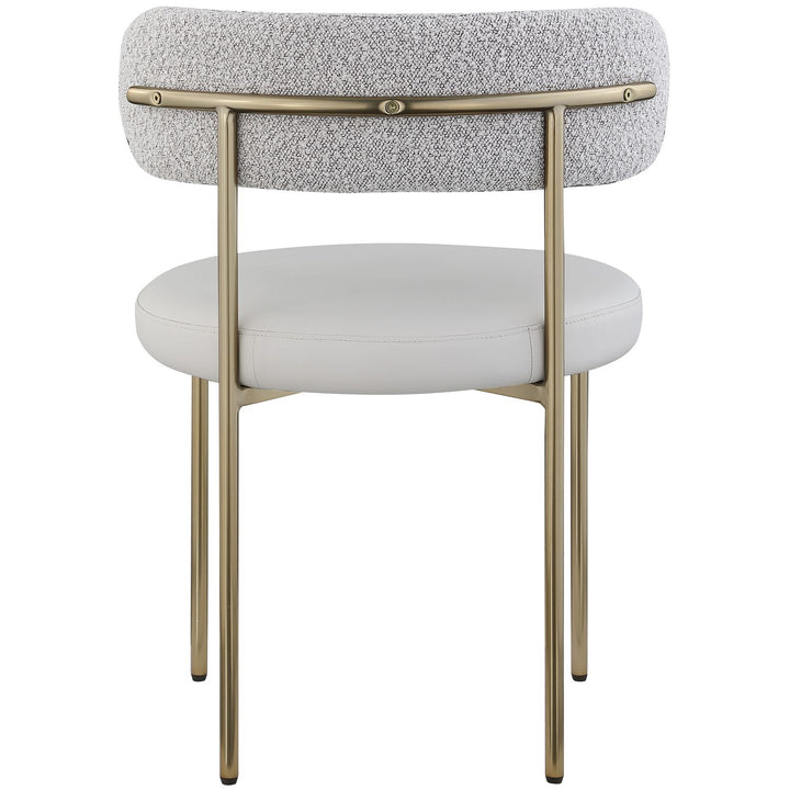 Beacon Vegan Leather And Boucle Fabric Upholstered Dining Chair — Taupe / Brushed Brass
