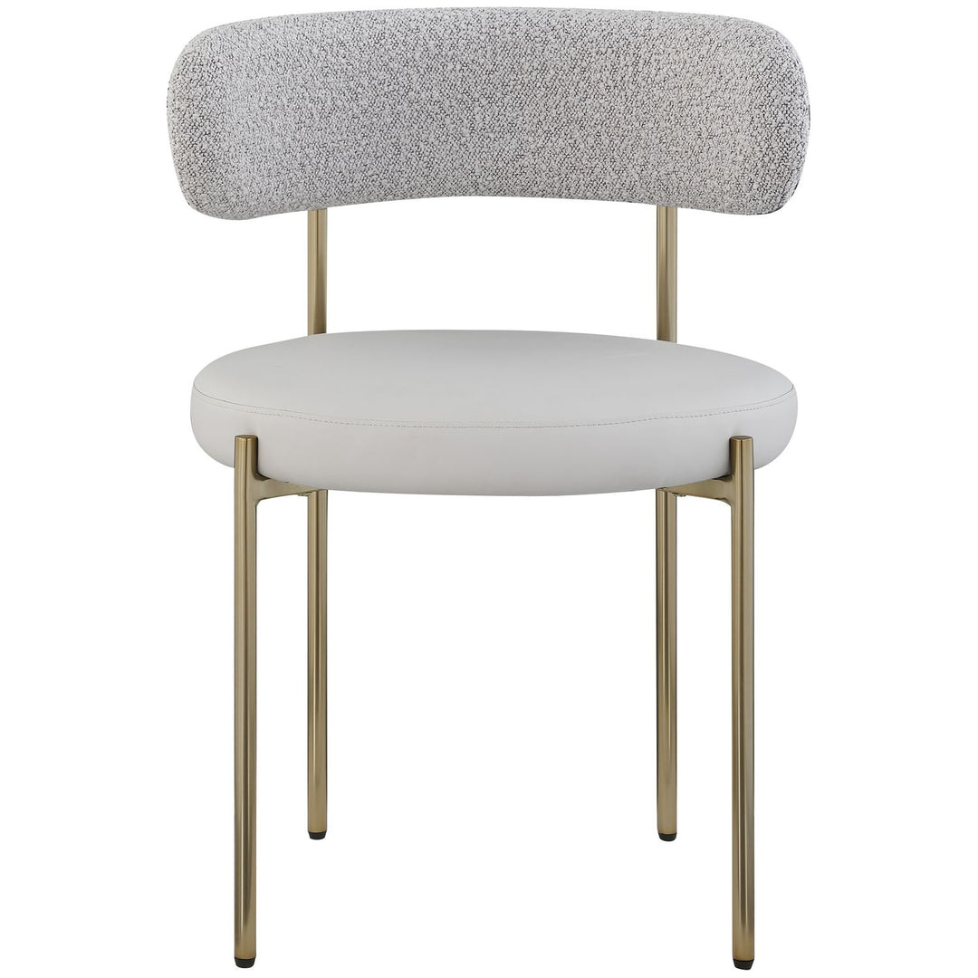 Beacon Vegan Leather And Boucle Fabric Upholstered Dining Chair — Taupe / Brushed Brass