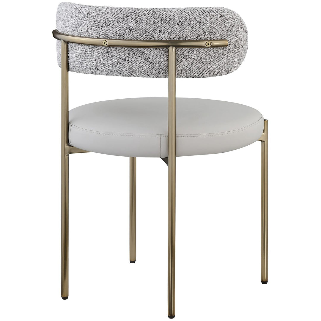 Beacon Vegan Leather And Boucle Fabric Upholstered Dining Chair — Taupe / Brushed Brass