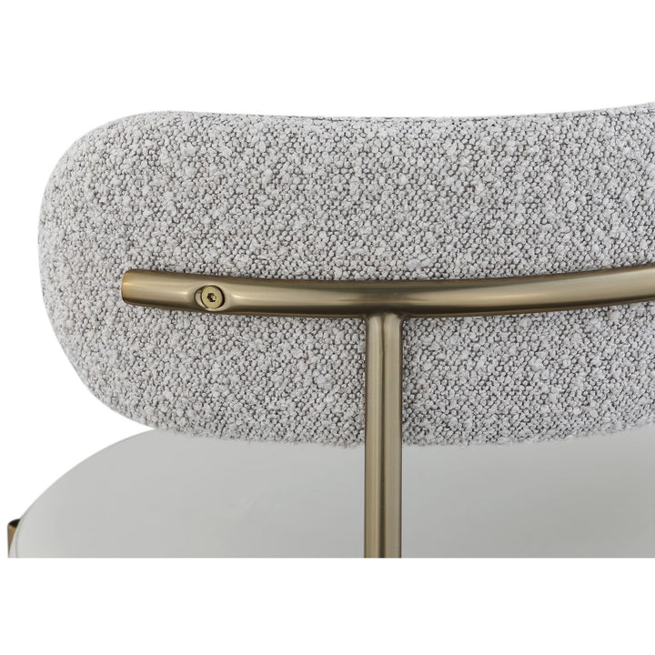 Beacon Vegan Leather And Boucle Fabric Upholstered Dining Chair — Taupe / Brushed Brass