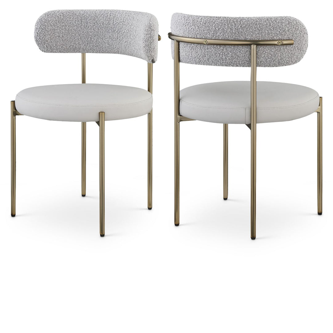 Beacon Taupe Vegan Leather And Boucle Fabric Upholstered Dining Chair