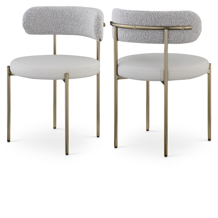 Beacon Taupe Vegan Leather And Boucle Fabric Upholstered Dining Chair