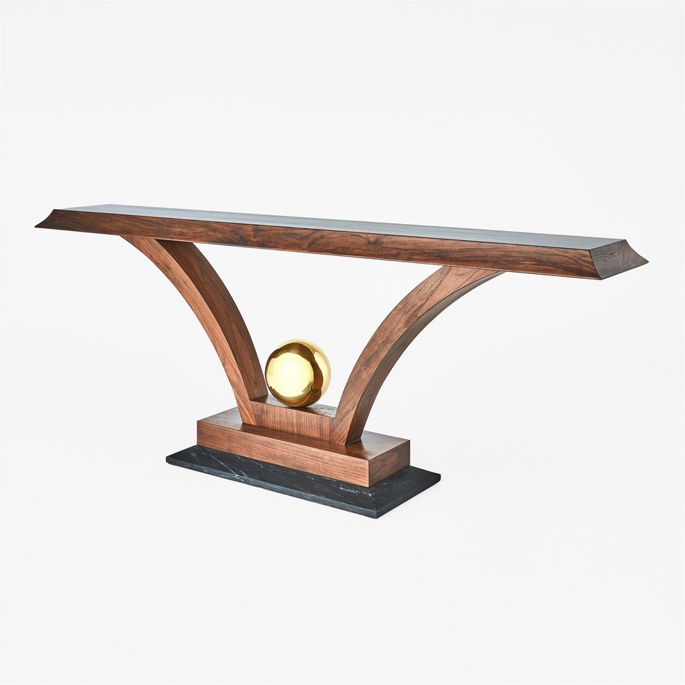 Console Tables Colby Console - Walnut/Brass