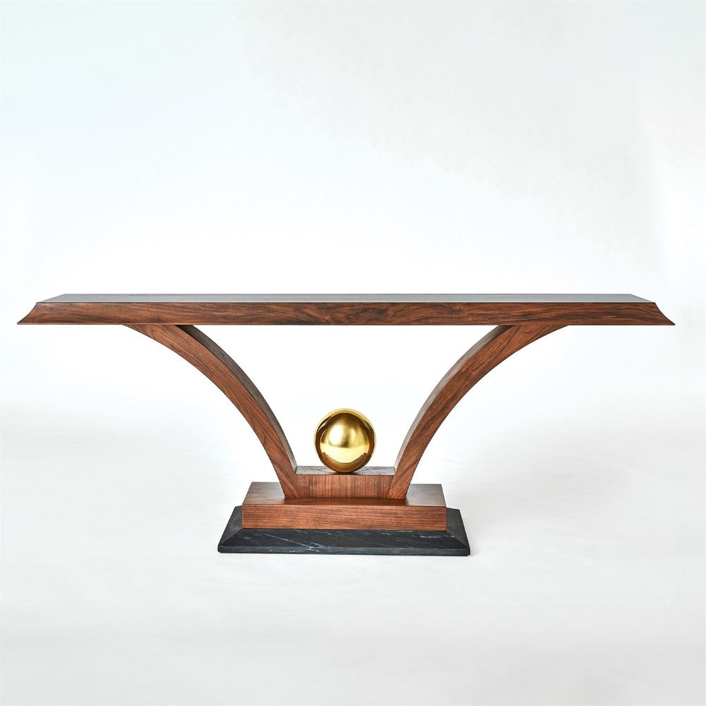 Console Tables Colby Console - Walnut/Brass