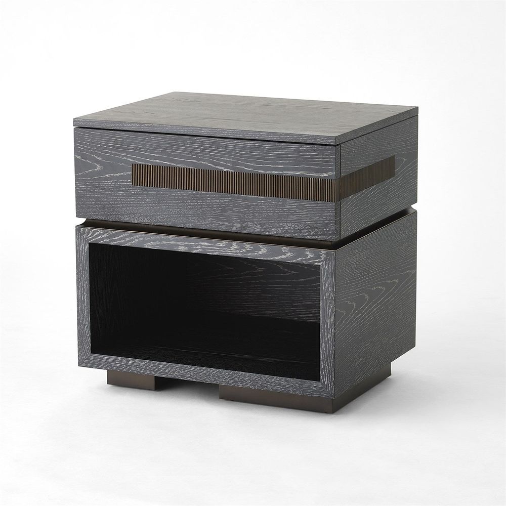 Nightstands Brazil Bedside Chest - Right - Black Cerused Oak