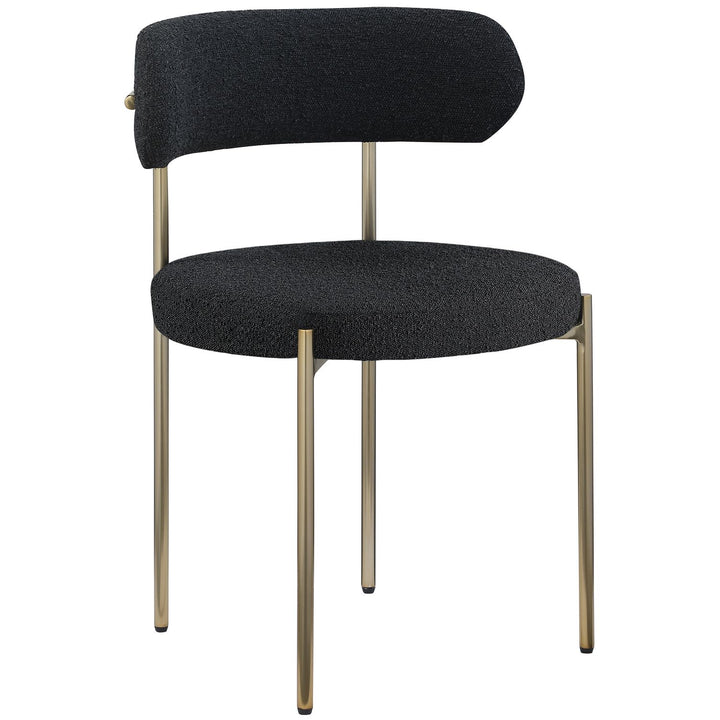 Beacon Boucle Fabric Upholstered Dining Chair — Black / Brushed Brass