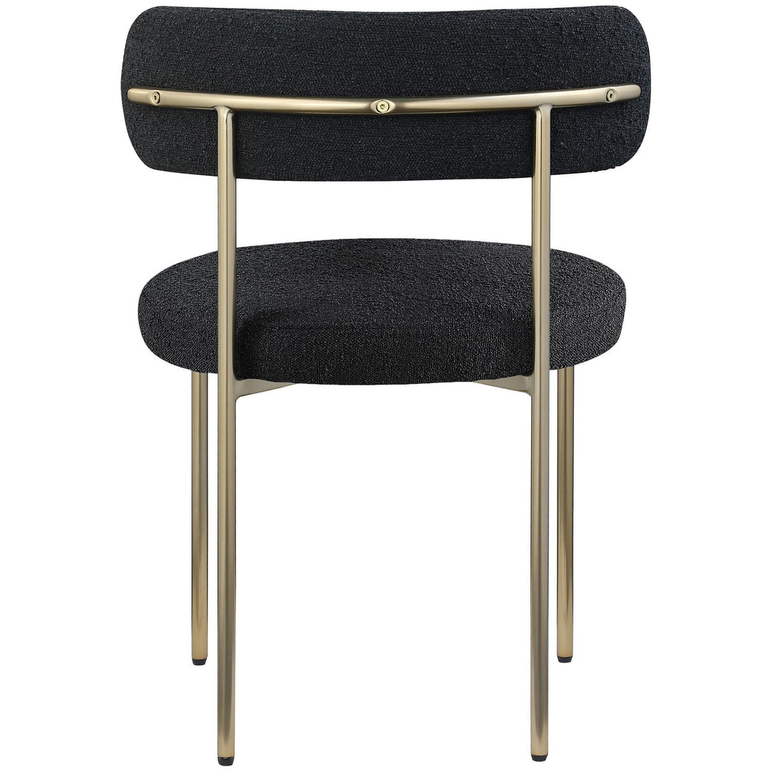 Beacon Boucle Fabric Upholstered Dining Chair — Black / Brushed Brass