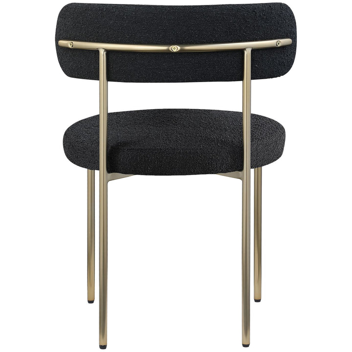 Beacon Boucle Fabric Upholstered Dining Chair — Black / Brushed Brass