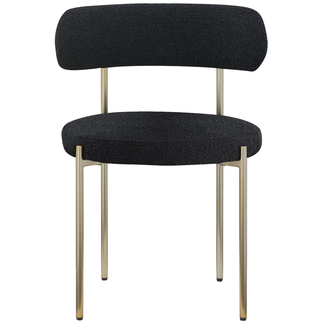 Beacon Boucle Fabric Upholstered Dining Chair — Black / Brushed Brass