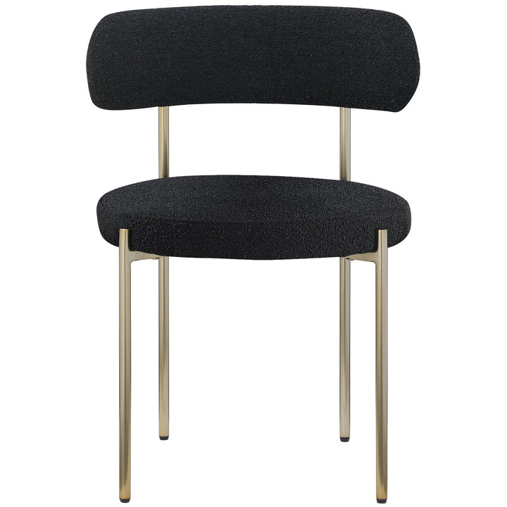 Beacon Boucle Fabric Upholstered Dining Chair — Black / Brushed Brass