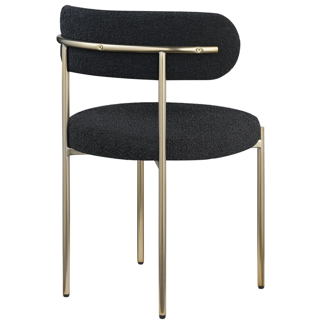 Beacon Boucle Fabric Upholstered Dining Chair — Black / Brushed Brass