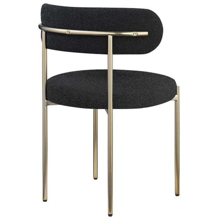 Beacon Boucle Fabric Upholstered Dining Chair — Black / Brushed Brass