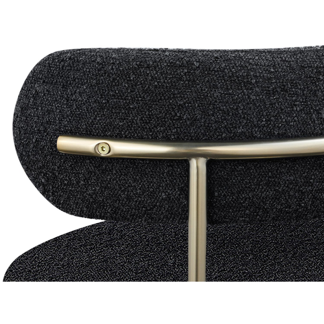 Beacon Boucle Fabric Upholstered Dining Chair — Black / Brushed Brass