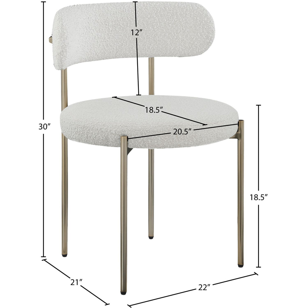 Beacon Boucle Fabric Upholstered Dining Chair — Cream / Brushed Brass