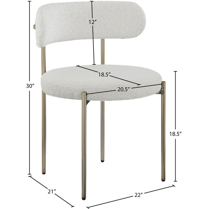 Beacon Boucle Fabric Upholstered Dining Chair — Cream / Brushed Brass