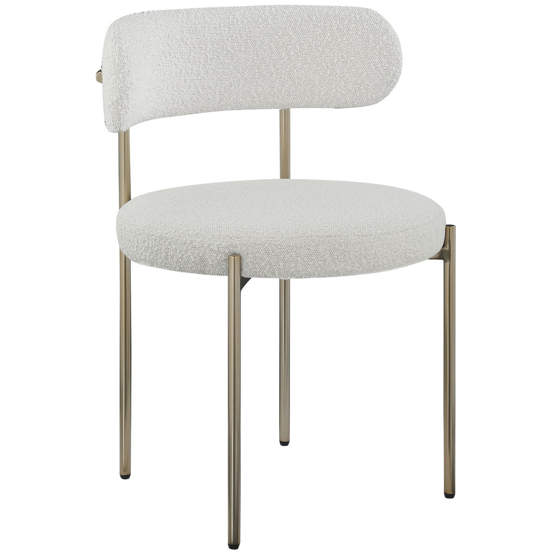 Beacon Boucle Fabric Upholstered Dining Chair — Cream / Brushed Brass