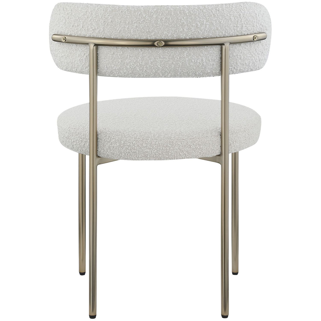 Beacon Boucle Fabric Upholstered Dining Chair — Cream / Brushed Brass