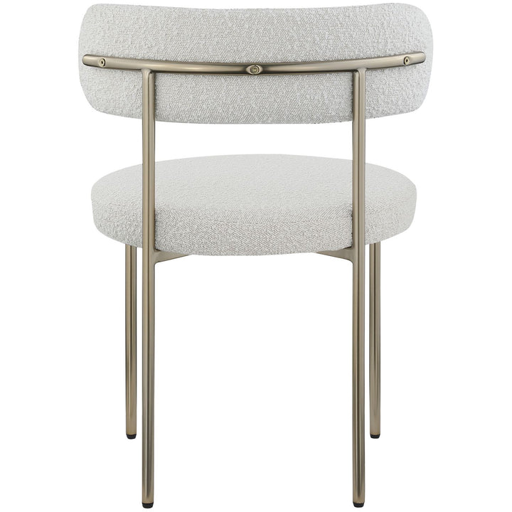 Beacon Boucle Fabric Upholstered Dining Chair — Cream / Brushed Brass