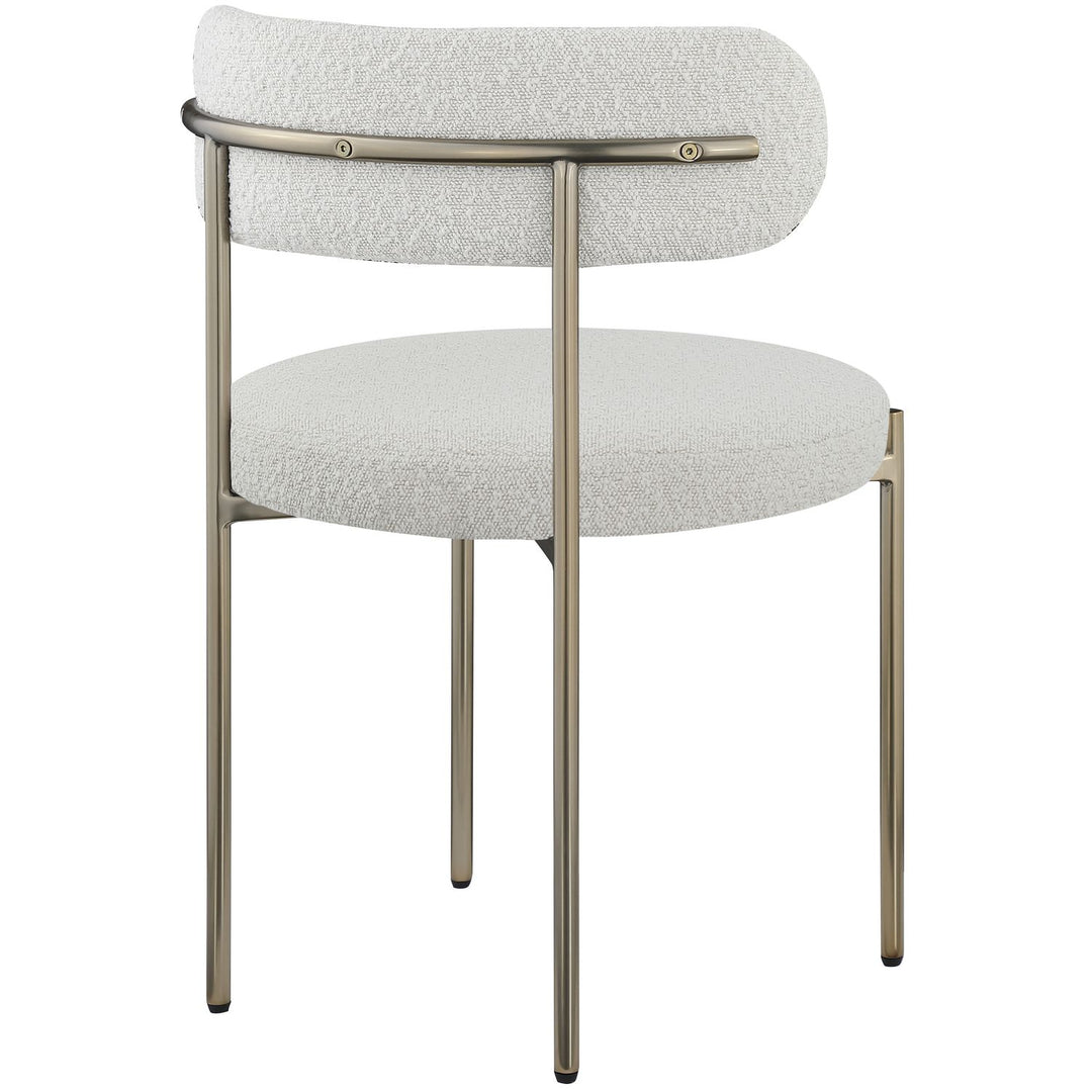 Beacon Boucle Fabric Upholstered Dining Chair — Cream / Brushed Brass