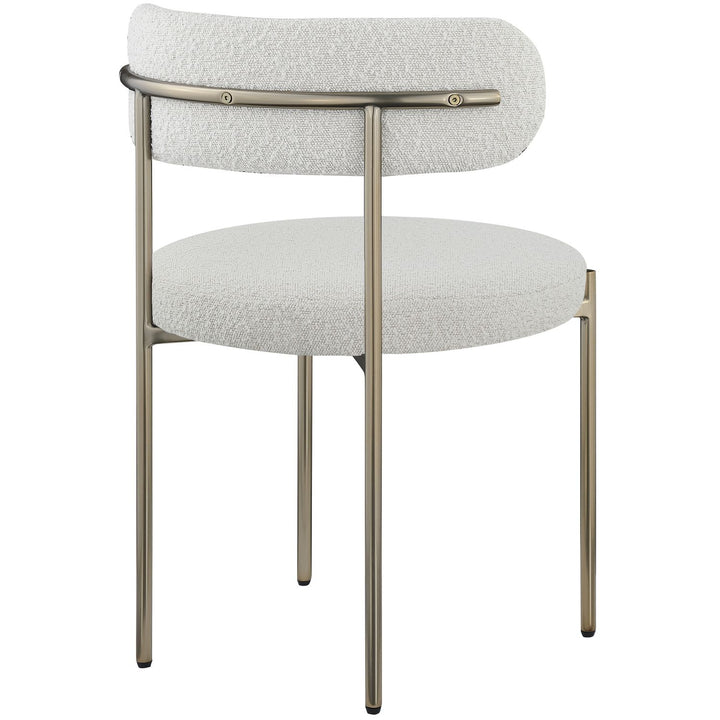 Beacon Boucle Fabric Upholstered Dining Chair — Cream / Brushed Brass