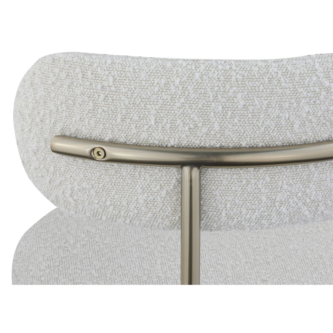 Beacon Boucle Fabric Upholstered Dining Chair — Cream / Brushed Brass