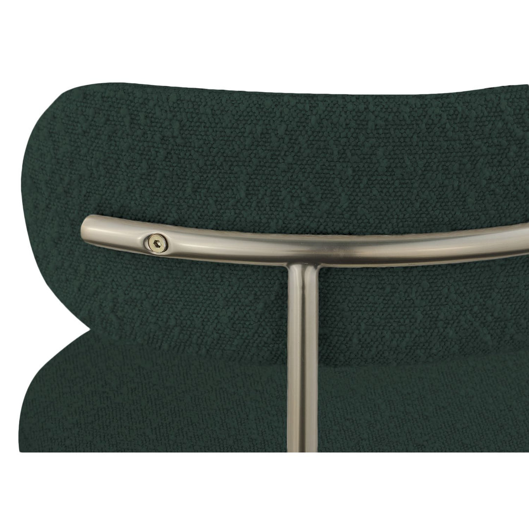 Beacon Boucle Fabric Upholstered Dining Chair — Green / Brushed Brass