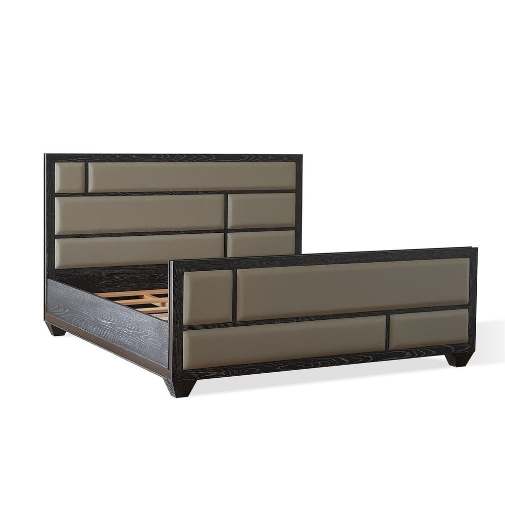 Brazil Queen Bed-Black Cerused Oak