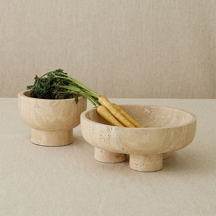 Priory Low Bowl-Travertine