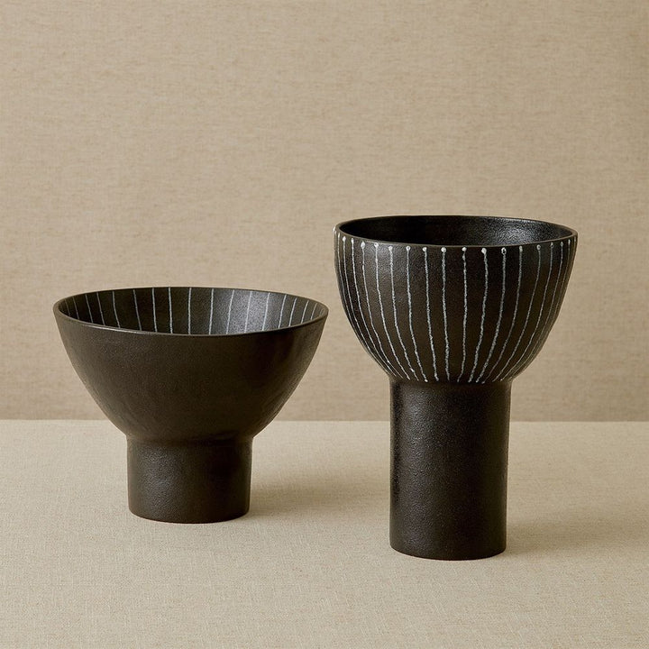 Cinder Footed Bowl-Striped-Lg