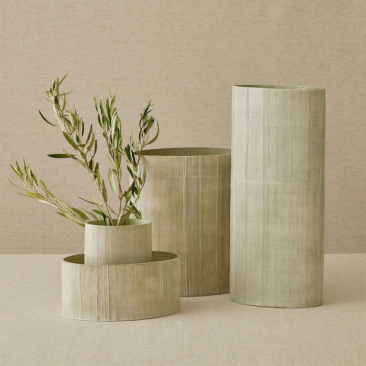 Cross Hatch Vase-Celery-Med