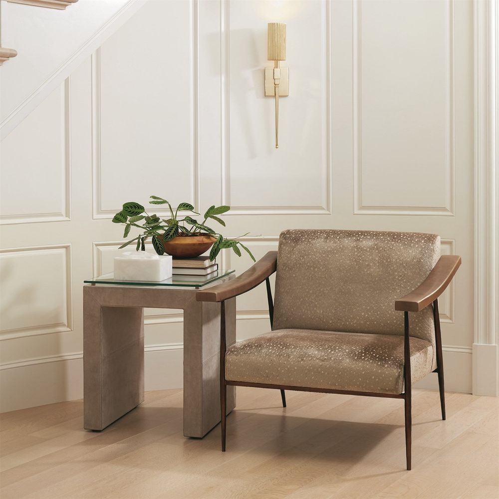 Posh Side Table-Parchment Suede